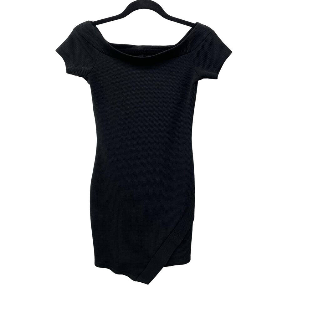 Love J Textured Short Sleeve Knee Length Sheath Dress Black Goth Dark Academia S